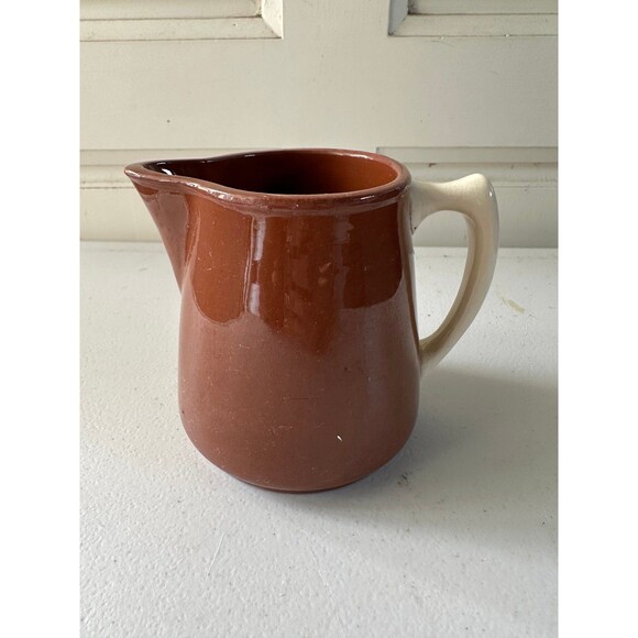 Vintage American Weller Pottery Redware Glazed Contrasting Handle Pitcher - Picture 3 of 5